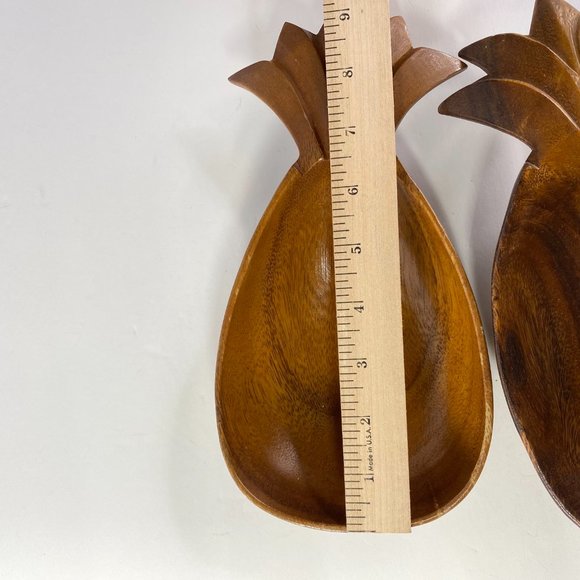 Hand-Carved Monkey Pod Wooden Pineapple Bowls - Two - Picture 3 of 8